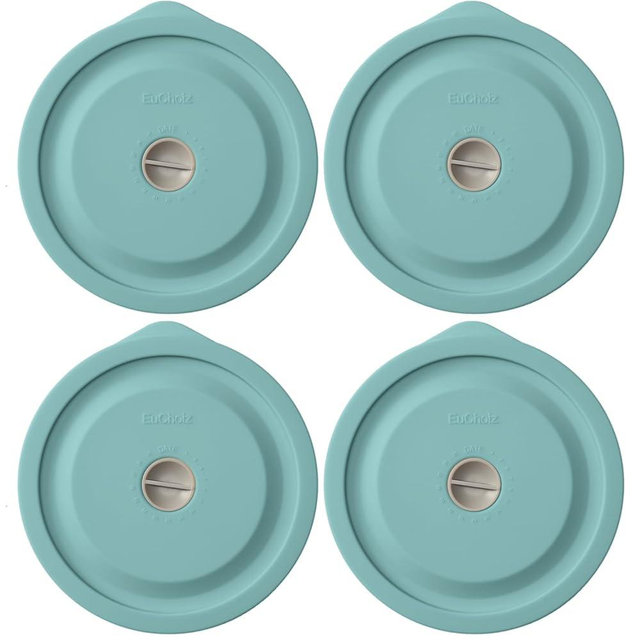 Replacement Lids for Pyrex 7201-PC 4 Cup, Silicone Round Storage Cover Lid for Anchor Hocking Glass Bowl 4 Pack with Date Mark