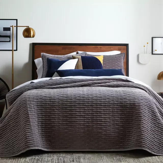 Studio 3B™ Cotton Velvet 3-Piece Full/Queen Quilt Set in Charcoal