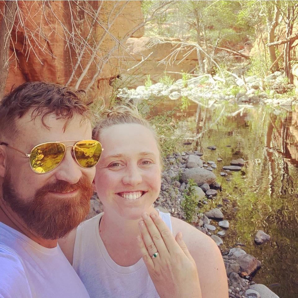 When Chris popped the question. Wet Beaver creek near Sedona