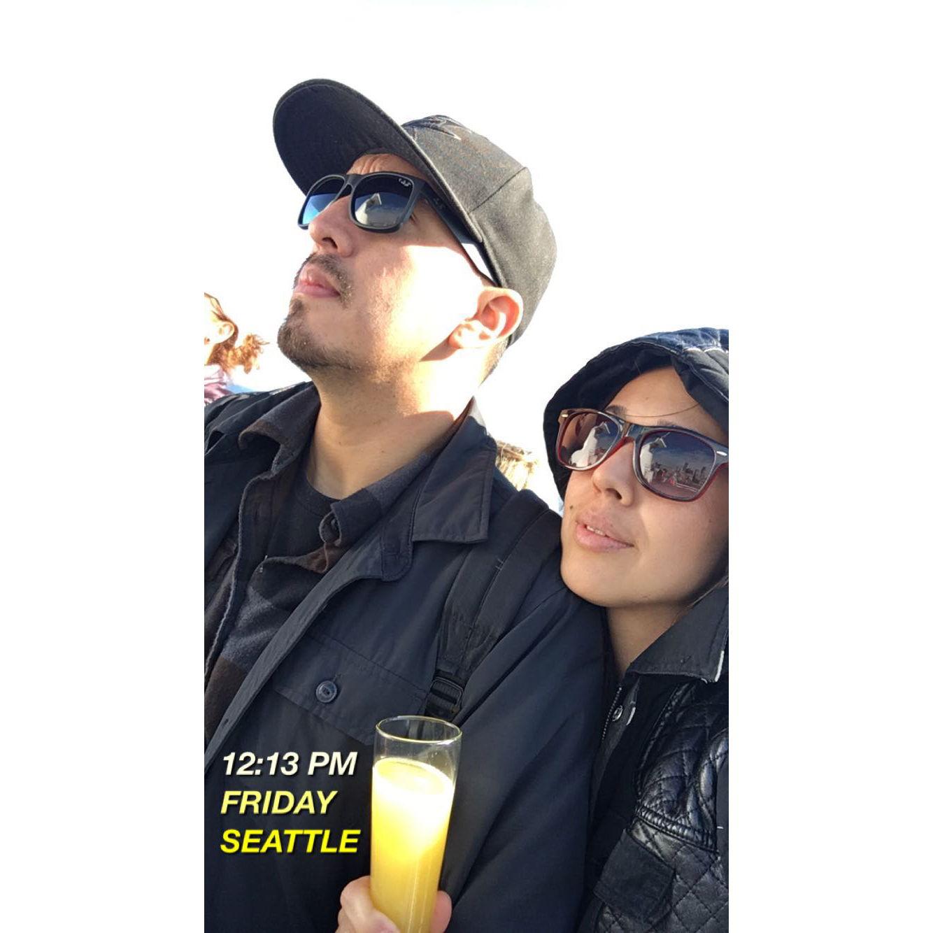 Our trip to Seattle we were on a fiery drinking mimosas