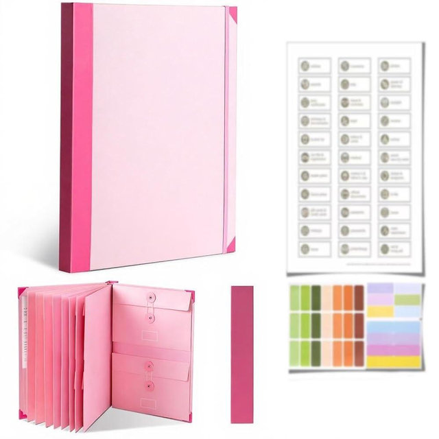 The Life Book Document Organizer - Binder for Important Documents, in Case I Go Missing Binders, Folio Document Organizer, Life Books if I Die Binders to Storing Papers, Certificates(Pink)