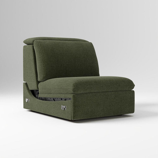 Shelter Motion Armless Single Poly Distressed Velvet Tarragon Concealed Support