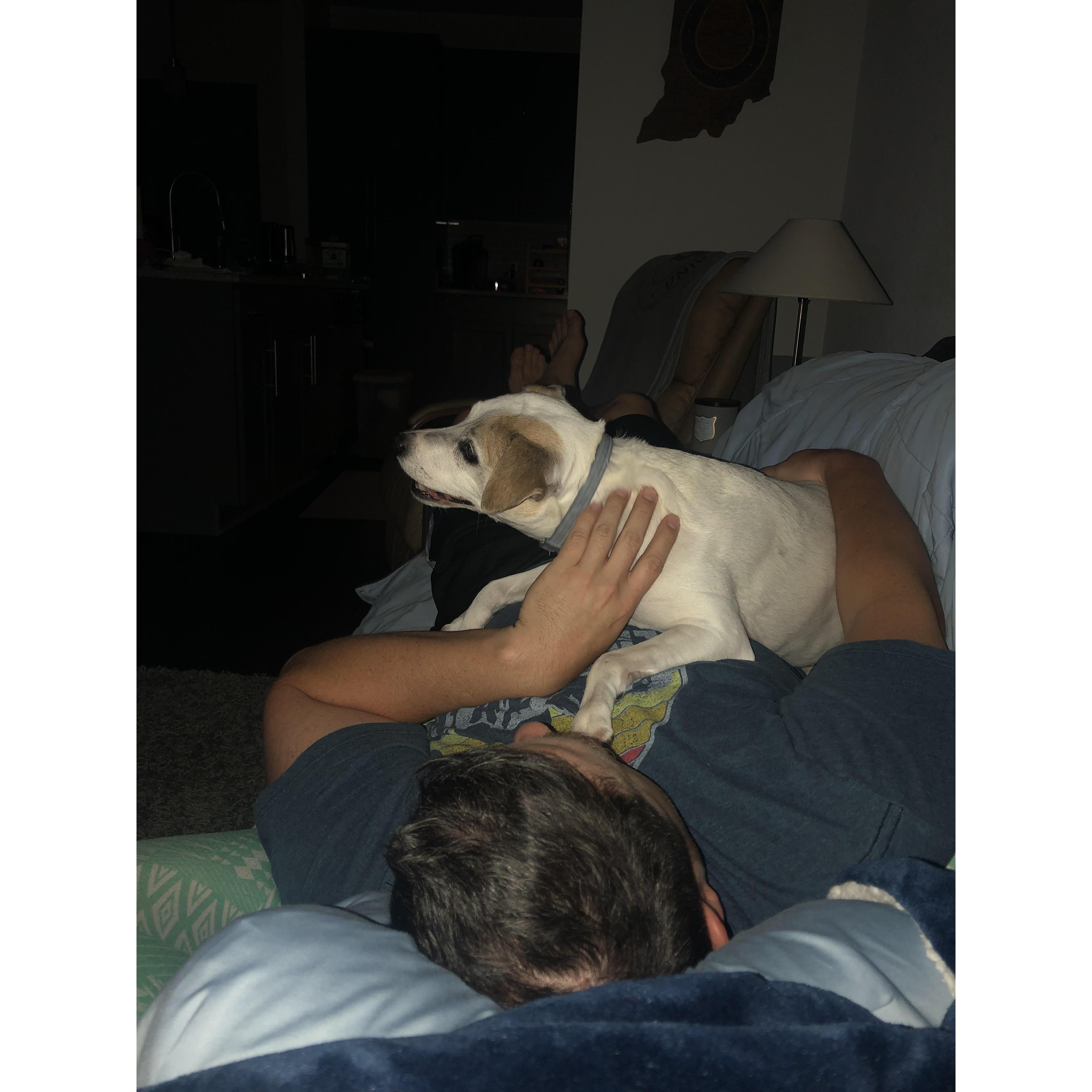 Sunday snuggles were always our favorite. All 3 of us laying on the couch together. Our favorite place to be.