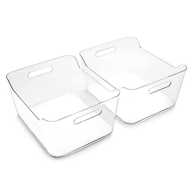 BINO | Plastic Storage Bins, X-Large - 2 Pack | THE SOHO COLLECTION | Multi-Use Organizer Bins | Built-In Handle | BPA-Free | Pantry Organization | Home Organization | Fridge Organizer | Freezer Org