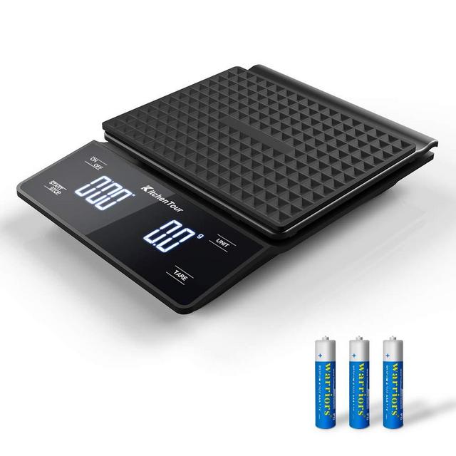 KitchenTour Coffee Scale with Timer 3kg/0.1g High Precision Pour Over Drip Espresso Scale with Back-Lit LCD Display (Batteries Included)