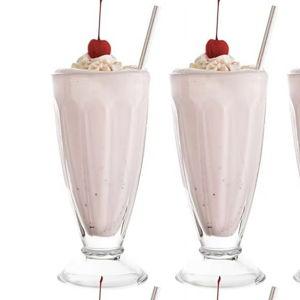 Vikko Ice Cream Glasses 11.5 Oz Retro Milkshake Glasses for Floats, Sundaes, and Dessert 6pk - Walmart.com