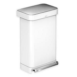 simplehuman® 45-Liter Rectangular Liner Rim Step Trash Can with Liner Pocket in White