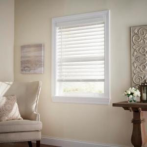 White Cordless 2-1/2 in. Premium Faux Wood Blind - 72 in. W x 64 in. L (Actual Size - 71.5 in. W x 64 L)
