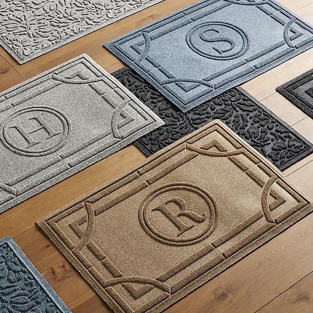 Water & Dirt Shield Portico Monogrammed Mat with Moisture Absorption & Slip-Resistant Backing