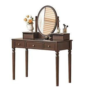 Wildon Home® Retro dark walnut wood color mirror solid wood vanity table | Wayfair