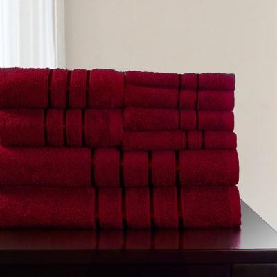 8pc Plush Cotton Bath Towels Sets Burgundy Heather - Yorkshire Home