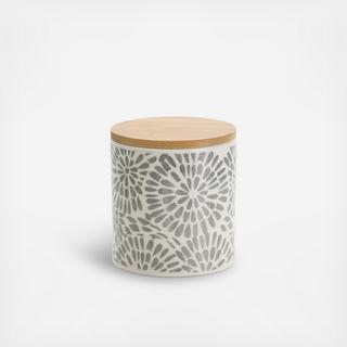 Floral Canister with Bamboo Lid