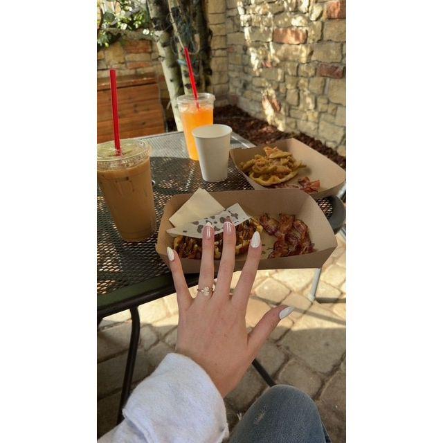 The morning after engagement breakfast and you KNOW Meg needed waffles and bacon!