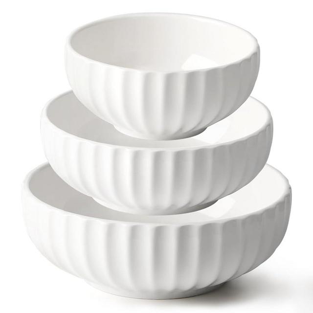 NUTRIUPS Serving Bowls, Nesting Bowls, 84/50/23oz Ceramic Salad Bowl for Cooking Baking, 10/8/6" Microwavable & Oven Safe, Set of 3