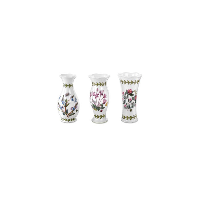 Portmeirion Botanic Garden Mini Vases, Set of 3 – 5" Porcelain Decorative Vases with Assorted Floral Designs, Thoughtful Mother’s Day Gift
