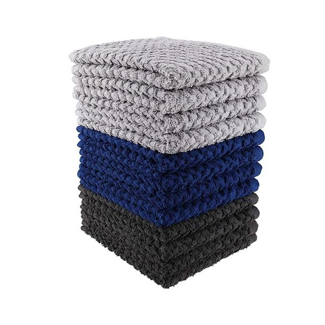 100% Cotton Kitchen Towel Set|Popcorn Weave|Soft|Absorbent |Quick Drying|Multipurpose Kitchen Towels|Kitchen Towels and Dishcloths Sets|Tea Towels and Bar Towels|15x26|Pack of 12|Solids Combo