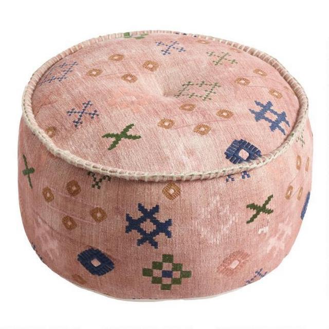 Blush Abstract Symbols Pouf