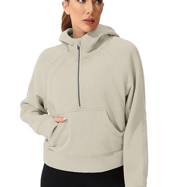 Wjustforu Women's Hoodie Half-Zip Long-Sleeve Fleece Lined Workout Casual Sweatshirt with Pockets Pullover Tops