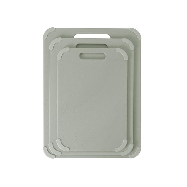 Dexas Fresh Prep 3-Pack Non-Slip Cutting Board Set – Dishwasher Safe Plastic Boards with Silicone Grip Corners & Handle, Sage (14.17" x 10.63", 12.6" x 9.06", 11.02" x 7.48")