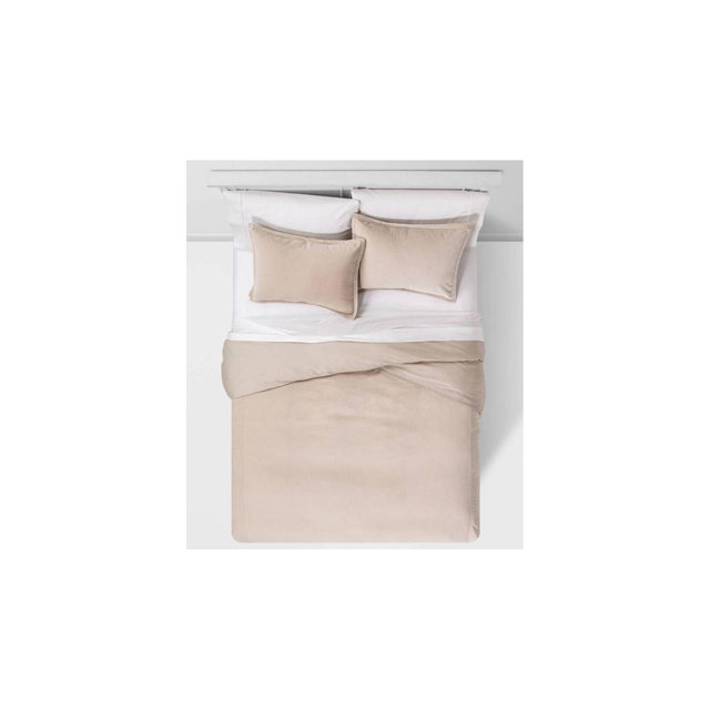 King Solid Velvet Duvet & Sham Set Birch - Threshold™