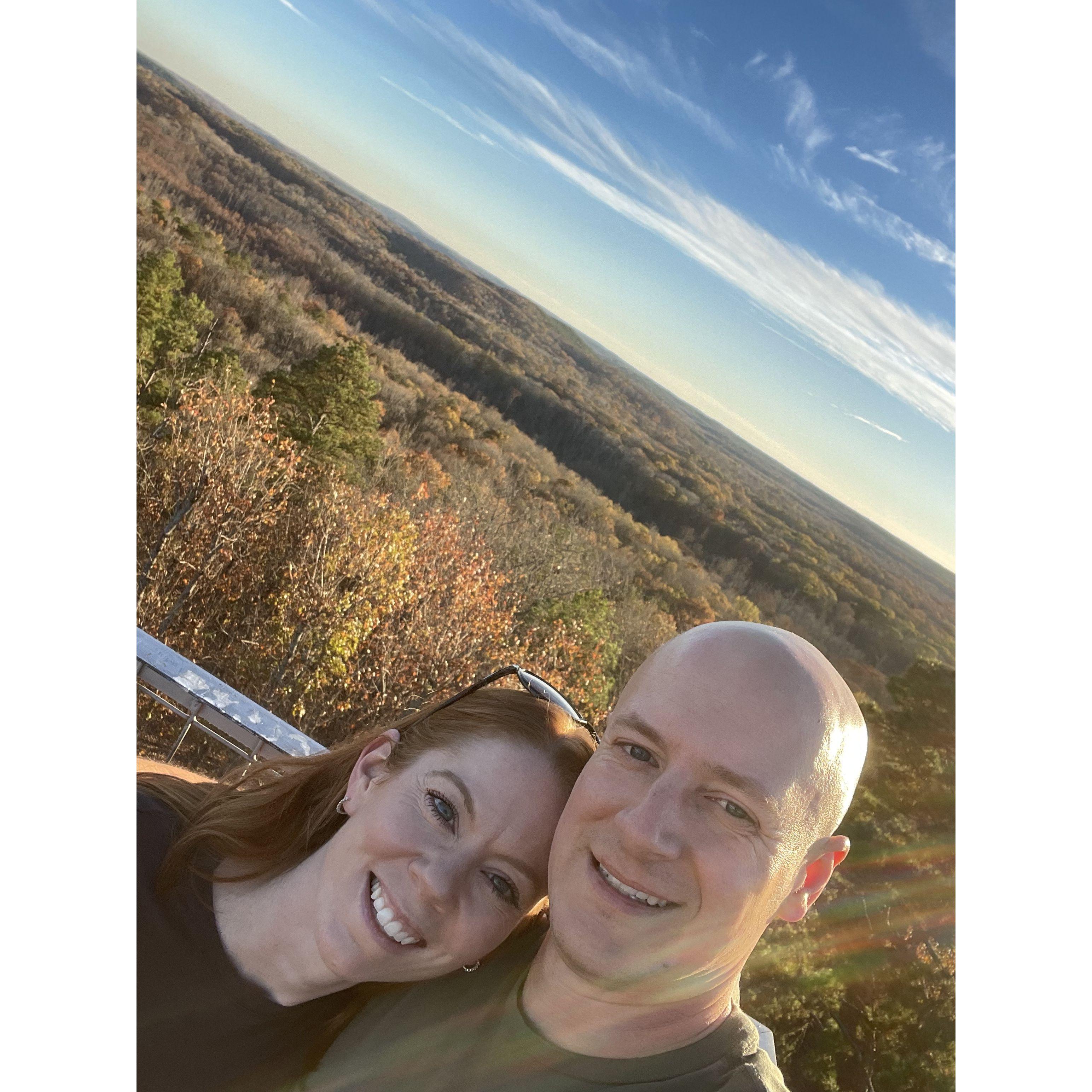 Standing at the top of the observation deck at Big Hill Pond State Park, November 19, 2023