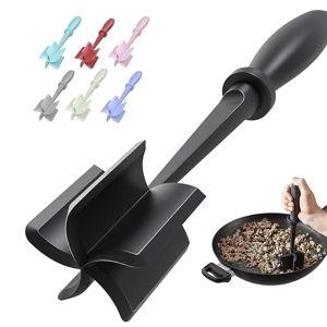 Meat Chopper, Hamburger Grinder, Premium Heat Resistant Smasher for Ground Beef, Burger Grinder Nylon Potato Mix Tool, Meat & Poultry Tenderizers-Black