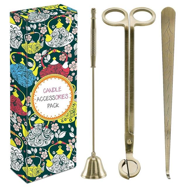 3 in 1 Candle Accessory Set - Wick Trimmer, Snuffer, Dipper for Candle Lovers (Dark Bronze)