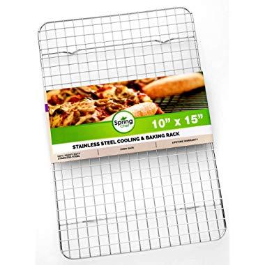 Oven Safe, Heavy Duty Stainless Steel Baking Rack & Cooling Rack, 10 x 15 inches Fits Jelly Roll Pan