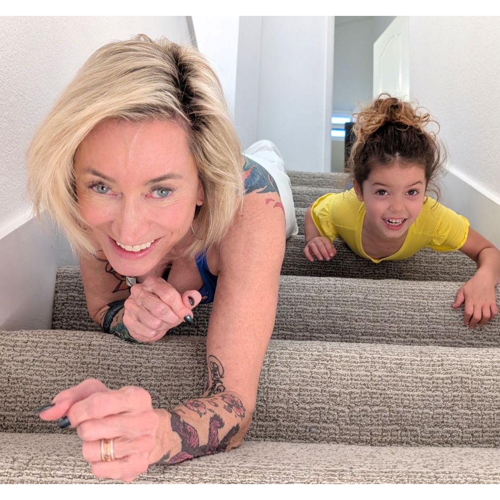 Val playing with Kendall: On her level, literally!!