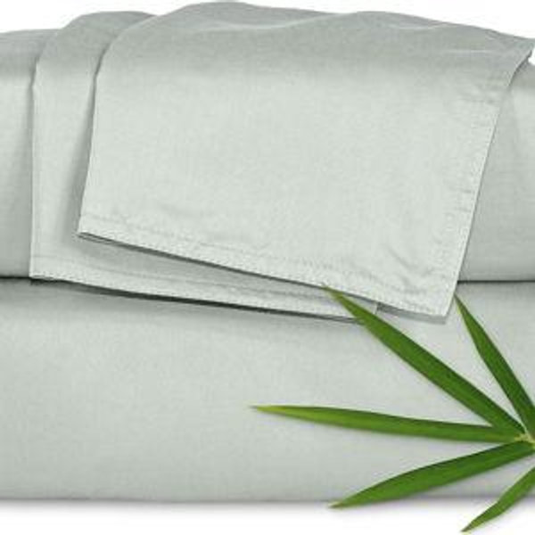 Pure Bamboo Queen Sheets, Genuine 100% Organic Viscose Derived from Bamboo Bed Sheet Set, Luxuriously Soft & Cooling, Double Stitching, 2 Year Quality Promise (Queen, Sea Glass)