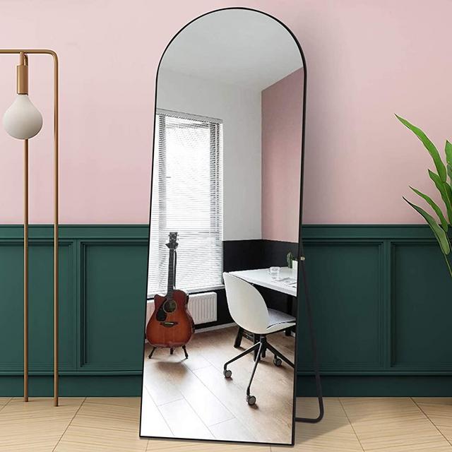 PexFix Arched Full Length Mirror Black, Floor Mirror, Standing Hanging or Leaning Against Wall Full Body Mirror Wall Mirror-64''x21''