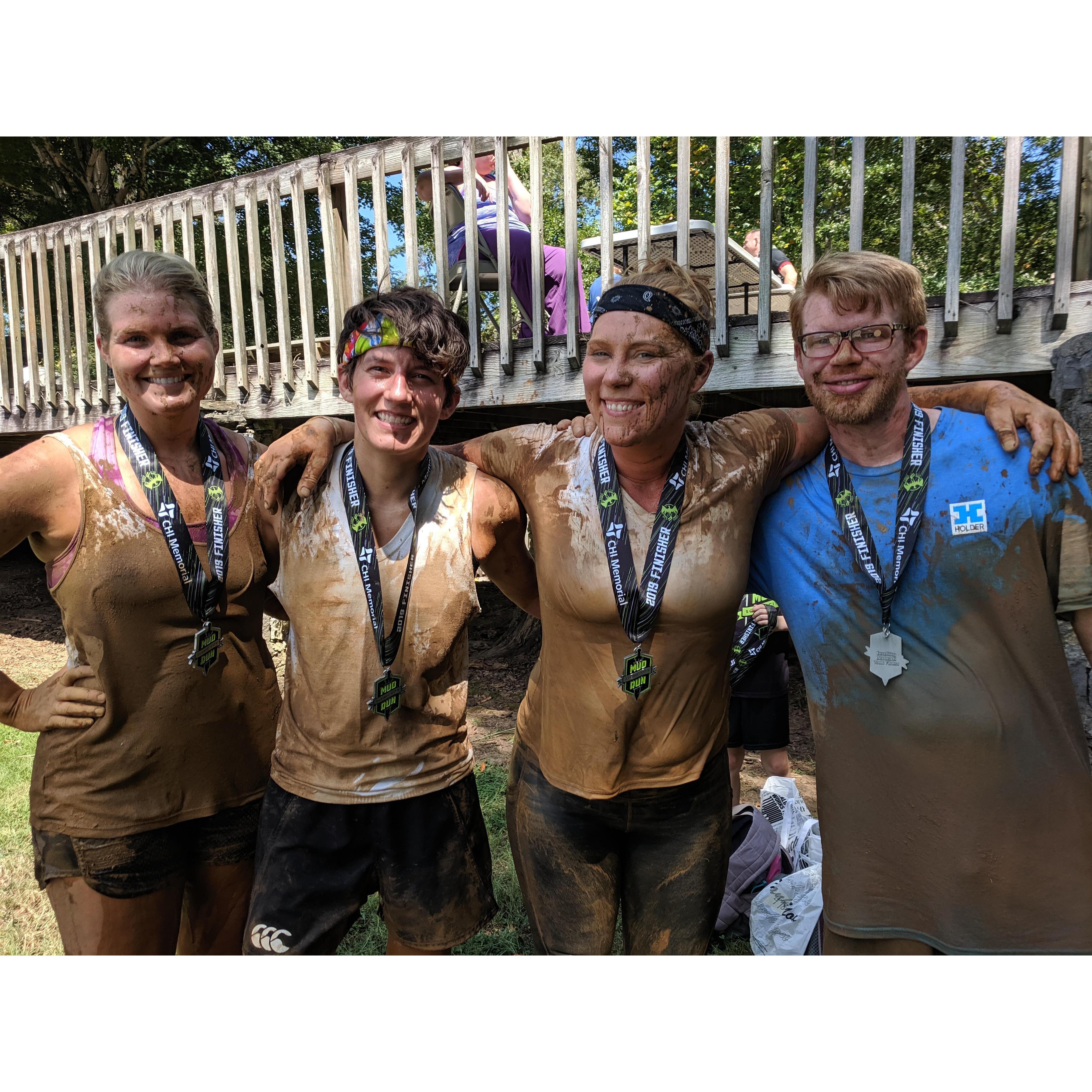 Scenic City Mud Run. We were still “just friends”. (Donna, 2nd from the left is my maid of honor!)