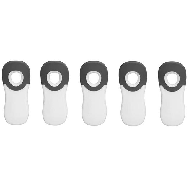 Cook with Color Five Pc Set of Magnetic Fridge Clips, Nylon Soft Touch Clips for Food and Kitchen Storage, Chip Clips and Snack Bag Clips with Airtight Seal (White)