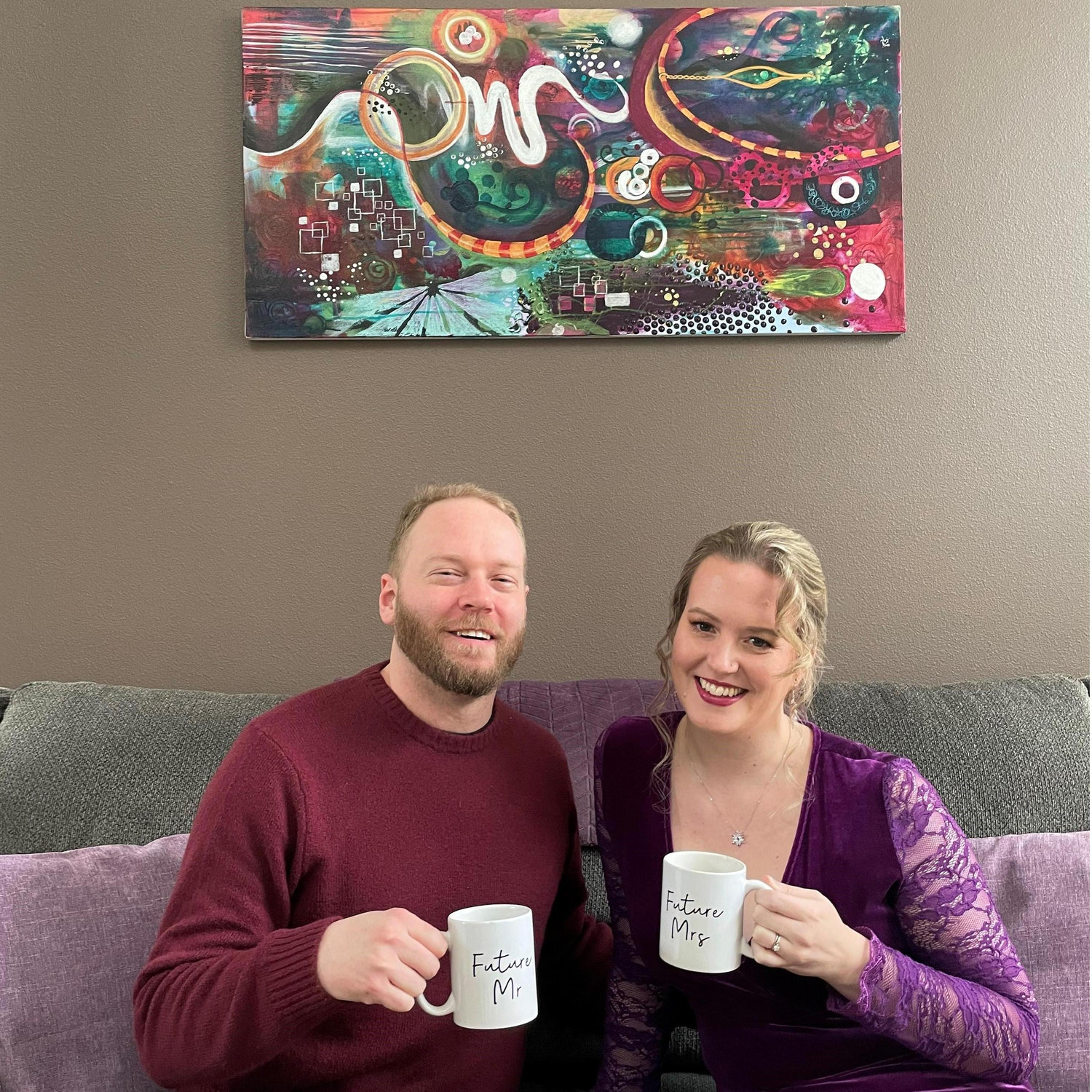 Getting dressed up for our engagement photoshoot in the woods!  February 2021