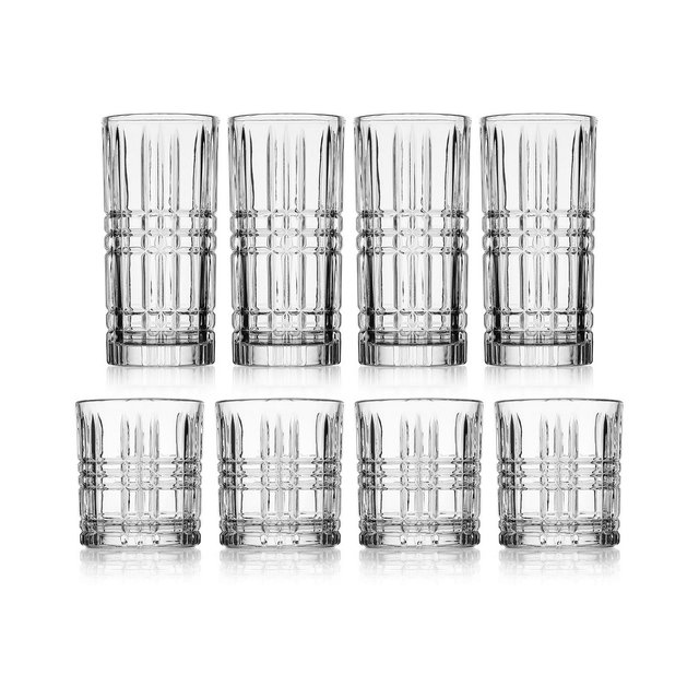 Godinger 8 Pc Set, 4 Double Old Fashioned Glasses and 4 Highball Glasses