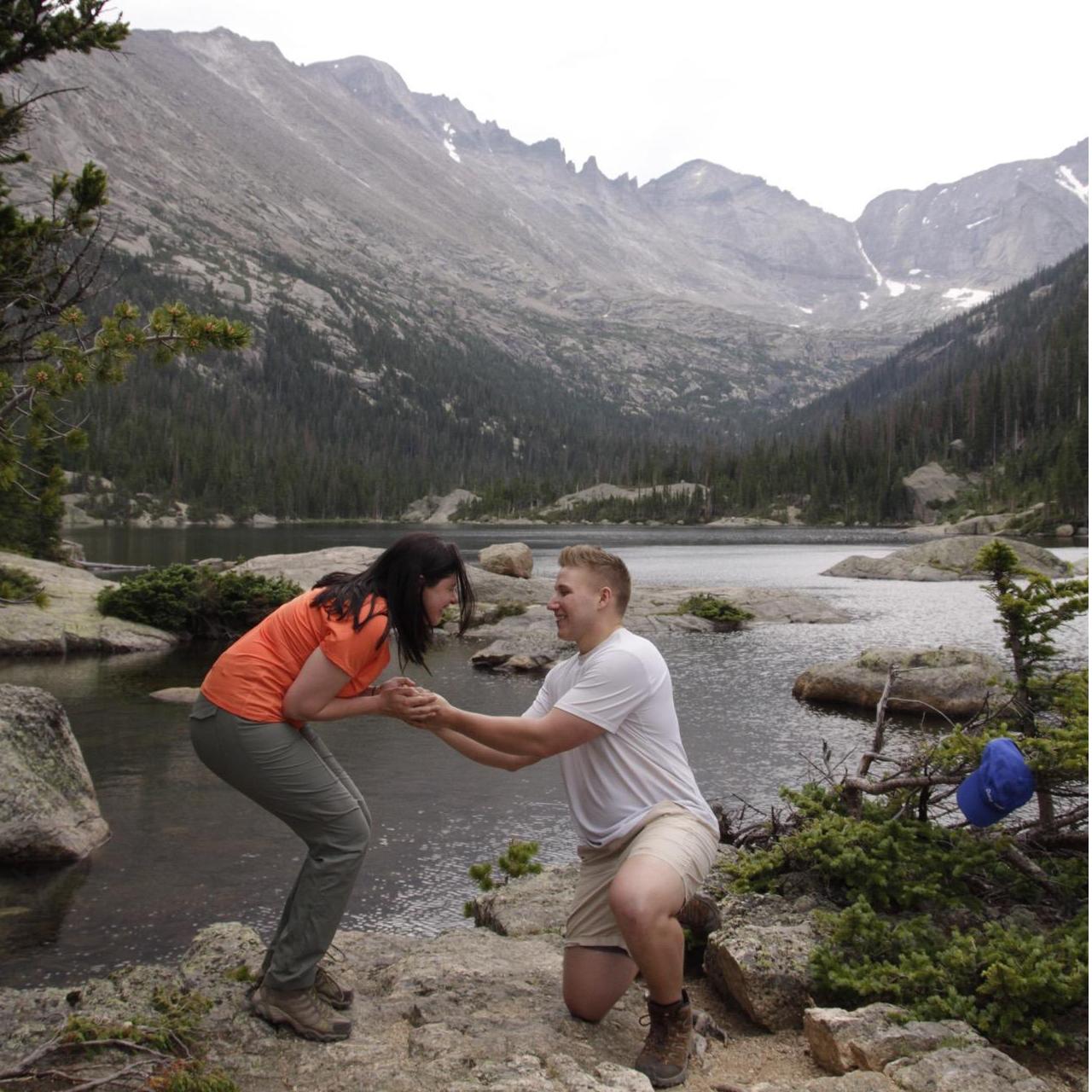 The moment we got engaged in Rocky Mountain National Park.