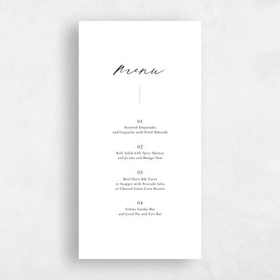 White Wedding Menu - Beaulieu