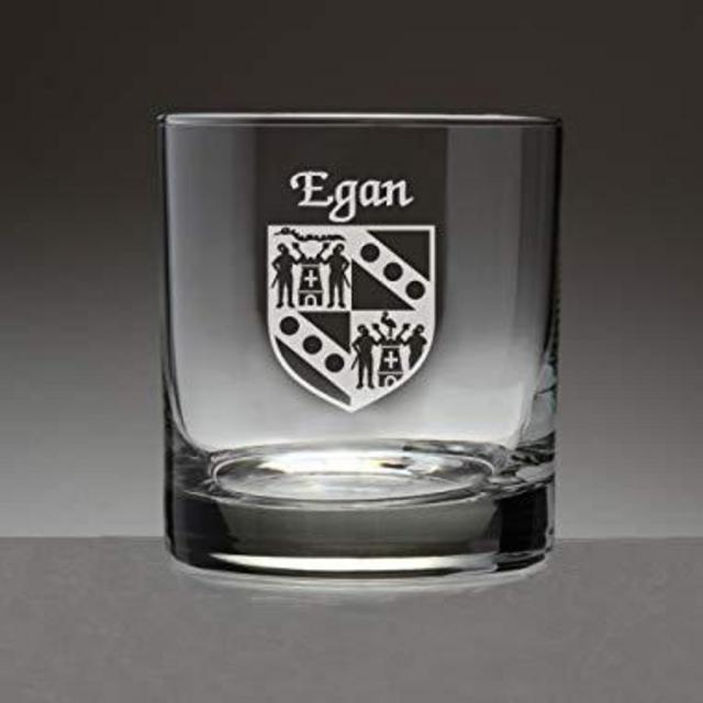 Egan Irish Coat of Arms Tumbler Glasses - Set of 4 (Sand Etched)