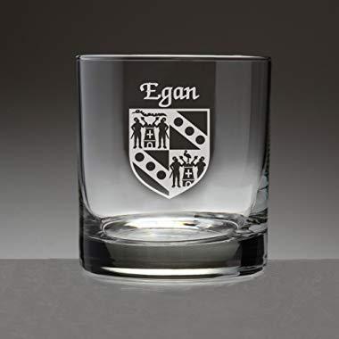 Egan Irish Coat of Arms Tumbler Glasses - Set of 4 (Sand Etched)