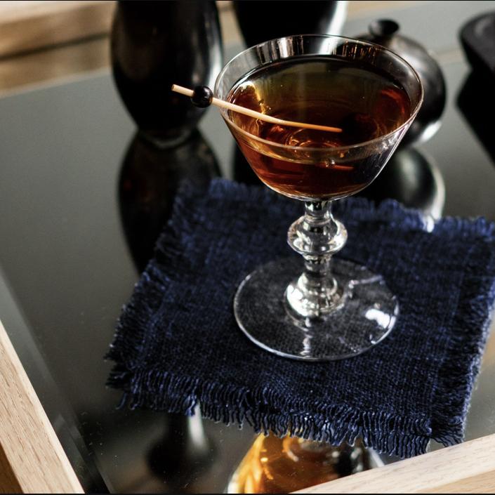RW GUILD Washed Linen Table Napkin in Blue