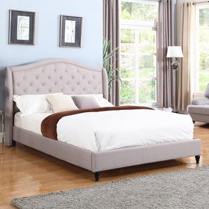 Home Life Cloth Light Grey Silver Linen Curved Hand Diamond Tufted and Nailed Headboard 53" Tall Headboard Platform Bed with Slats Queen - Complete Bed 5 Year Warranty Included 013
