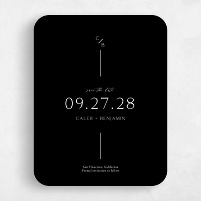 Black Rounded Wedding Save the Date - Merick Portrait