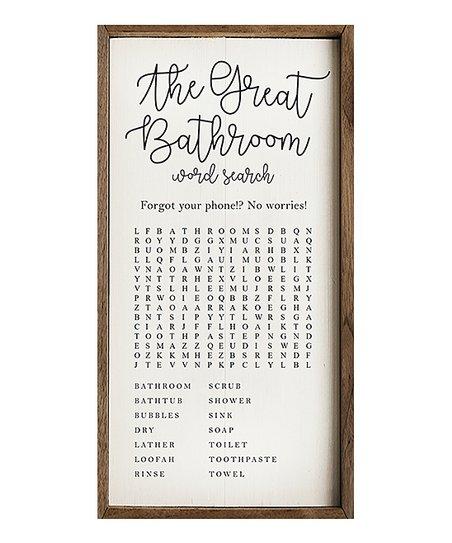 The Great Bathroom Word Search' Wood Wall Sign