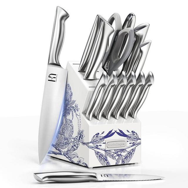 KnifeSaga Kitchen Knife Set - Phantom Iris X5 Knife Block Set - Top-tier Performance, 15 Pcs Premium High Carbon Stainless Steel Knife Set with Block and Sharpener, Professional Chef Knives Set
