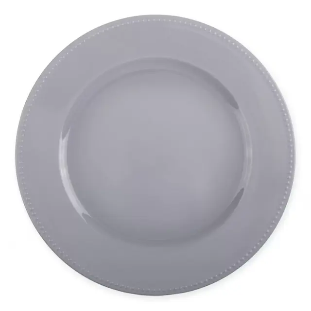 13-Inch Beaded Charger Plates in Grey (Set of 6)