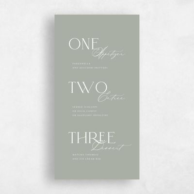Pale Sage, Green Wedding Menu - Grayson