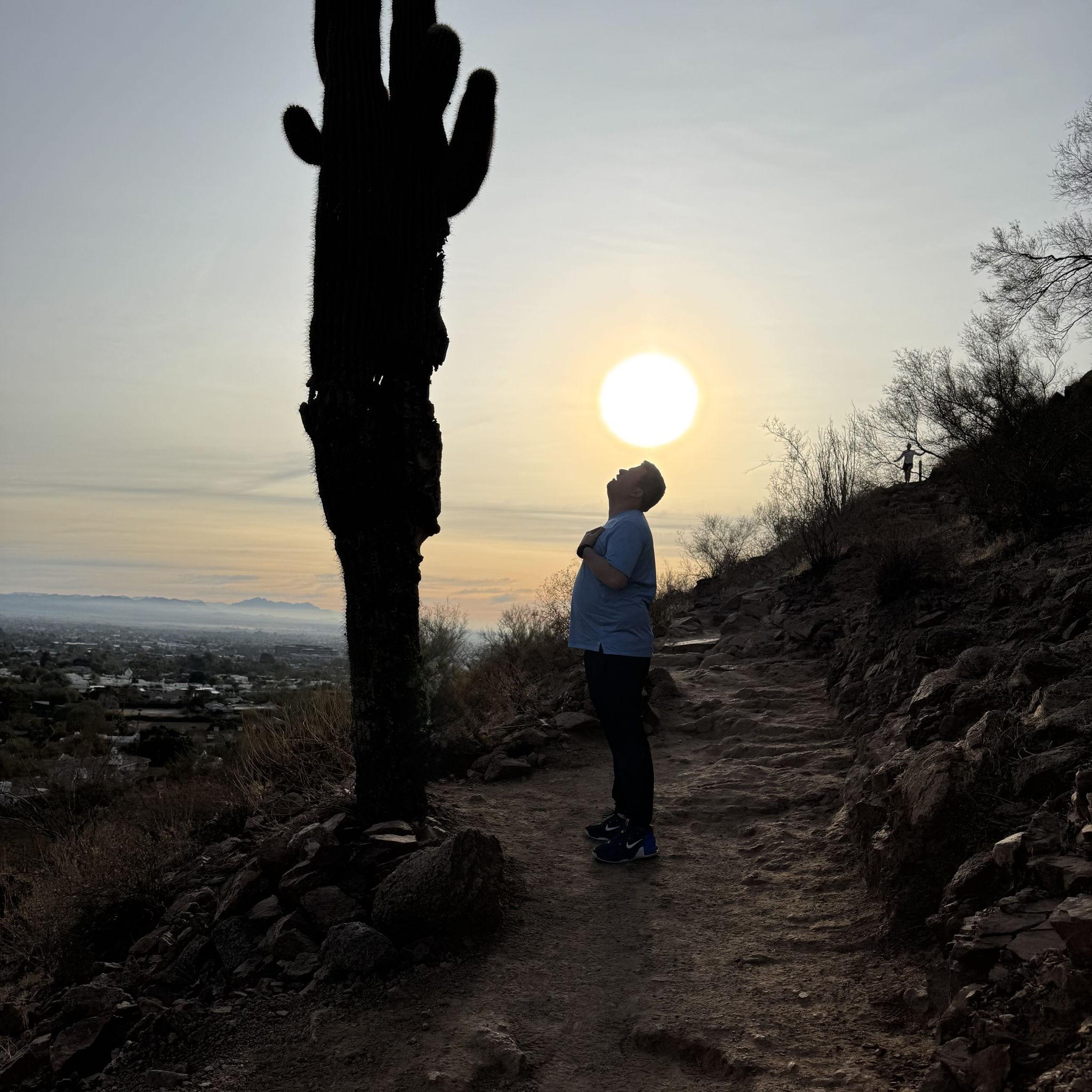 Nick praying that the Camelback Mountain hike would just end.