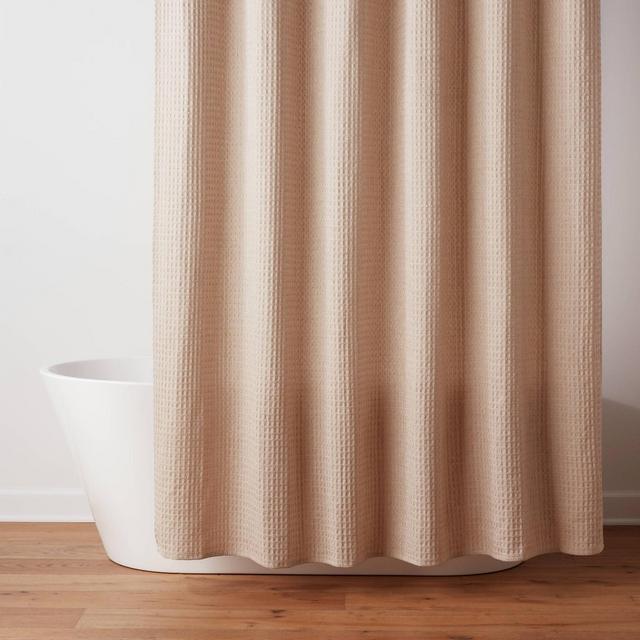 72"x72" Waffle Weave Shower Curtain Khaki - Threshold™