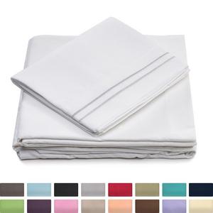 Cosy House Collection - Queen Size Bed Sheets - White Luxury Sheet Set - Deep Pocket - Super Soft Hotel Bedding - Cool & Wrinkle Free - 1 Fitted, 1 Flat, 2 Pillow Cases - Queen Sheets - 4 Piece