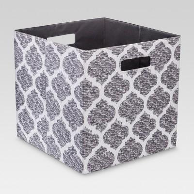 Fabric Cube Storage Bin Gray/White 13" - Threshold™